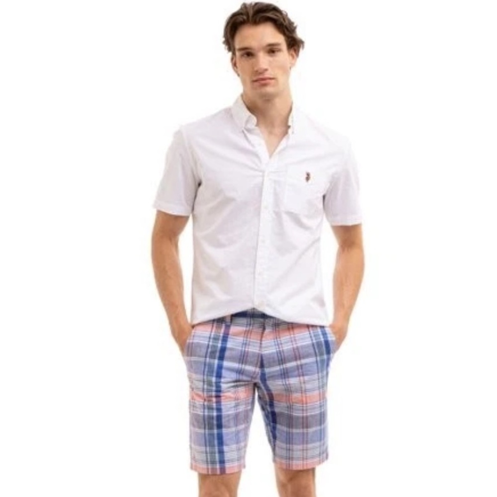 U.S Polo excellent Preloved blue striped shorts size W32